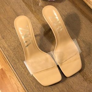 Zara clear kitten heel sandal size 39